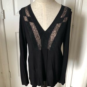 BCBG Max Azria Black Lace Inset Top